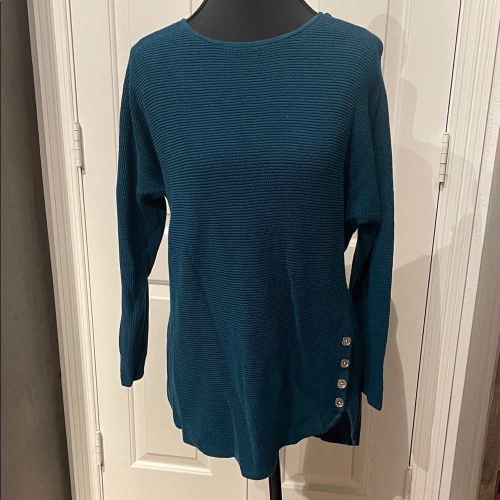 Michael Kors Teal Ribbed Tunic with Button Detail (B)